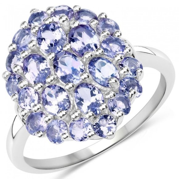 2.31ctw Cluster  Genuine Tanzanite Size 7 Ring - Picture 2 of 4